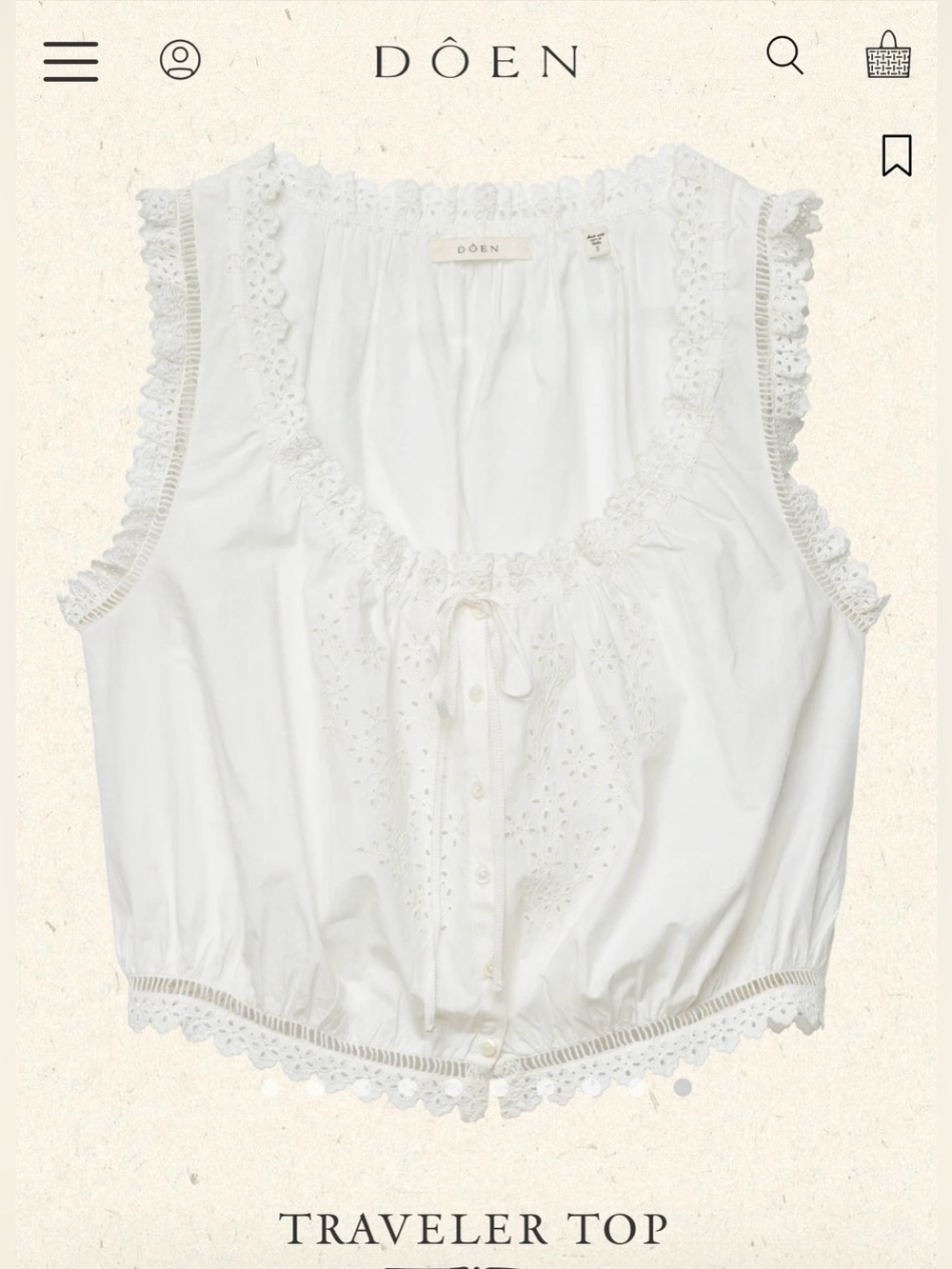 Doen Traveler Eyelet Cotton Top XS